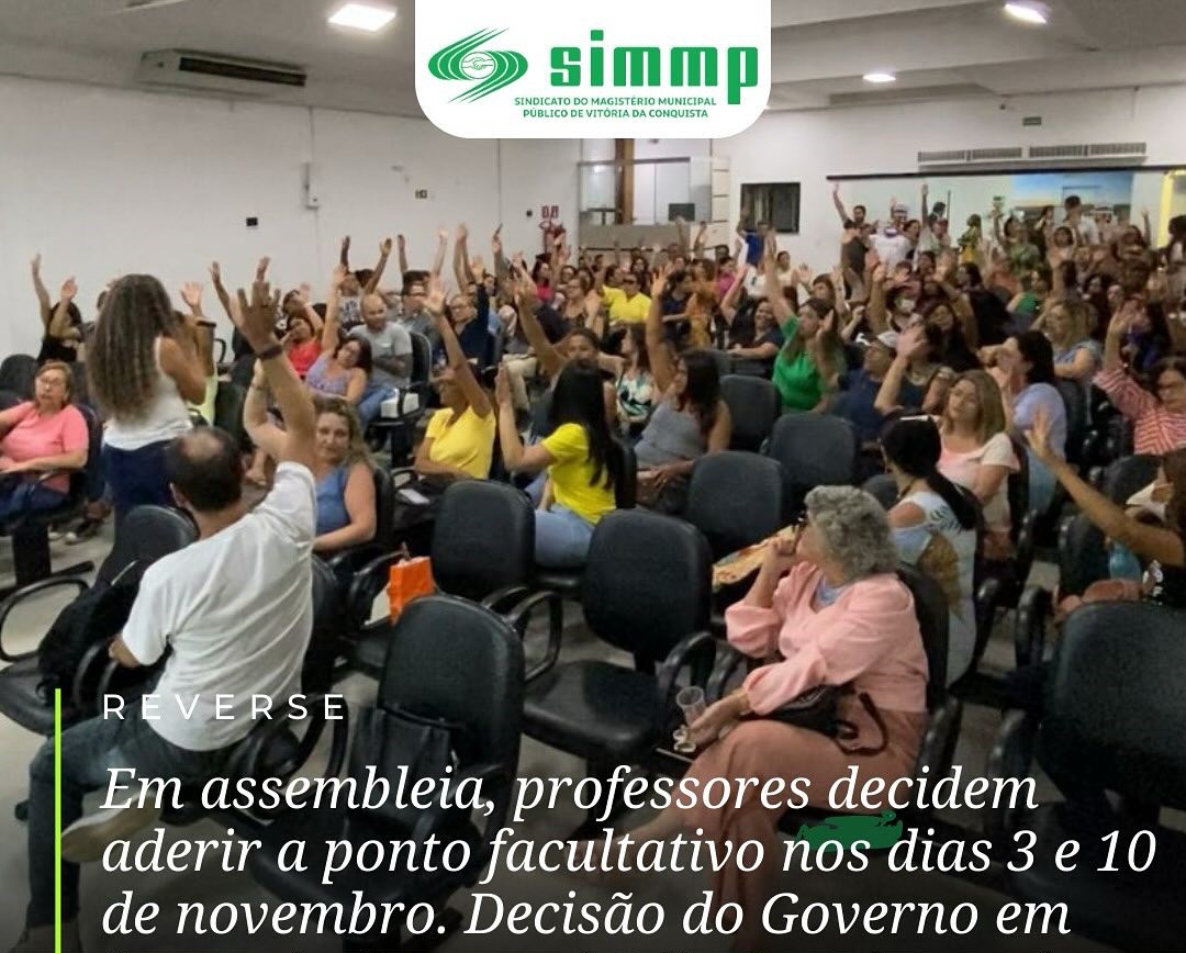 Professores da rede p�blica municipal decidem aderir aos pontos facultativos dos dias 3 e 10 de novembro